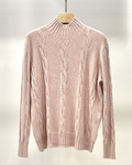 362 Blush Turtle Neck Cable Cozy Sweater One Size LOOWIE