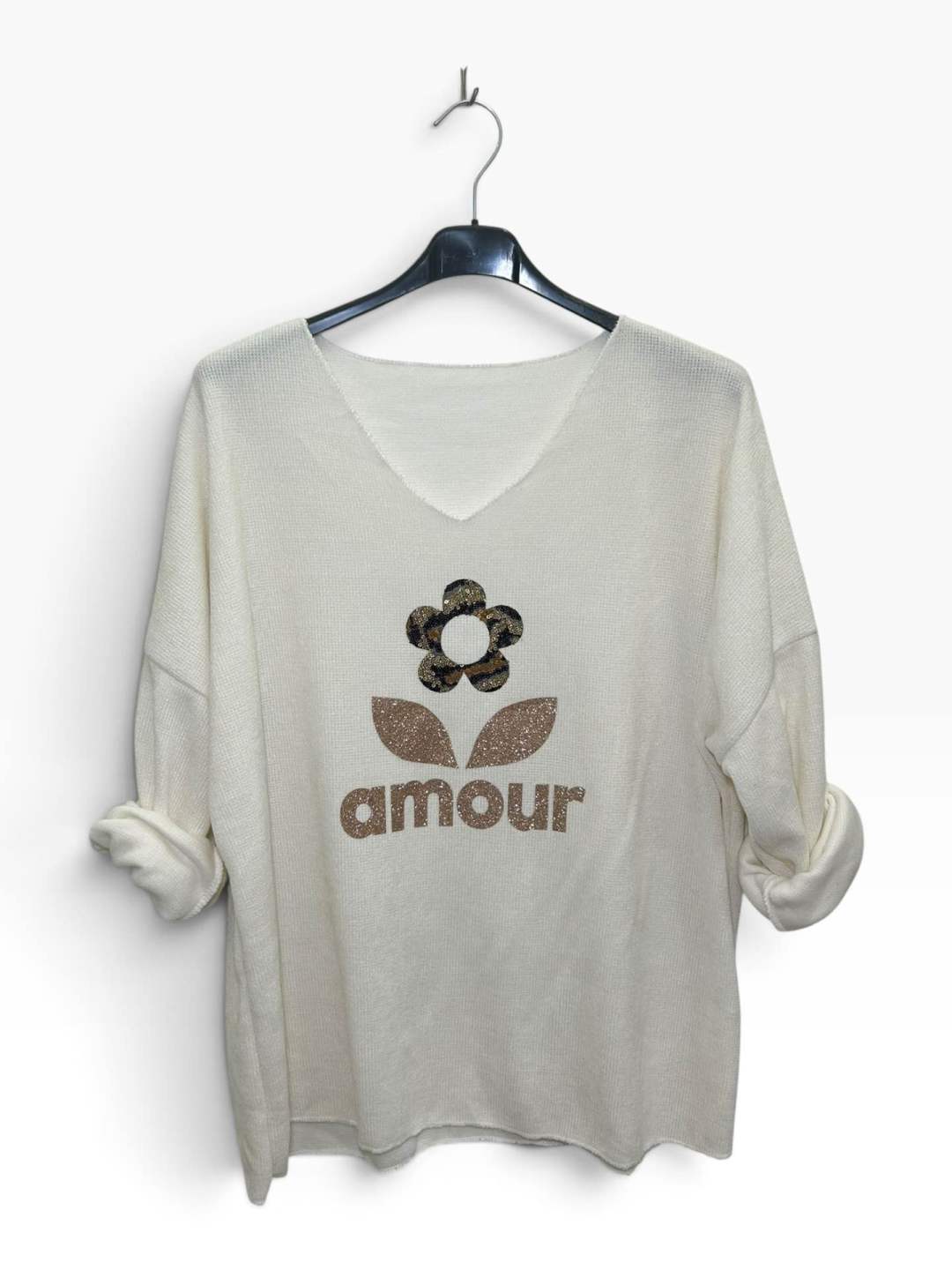 VM90 White Sequin Amour Sweater