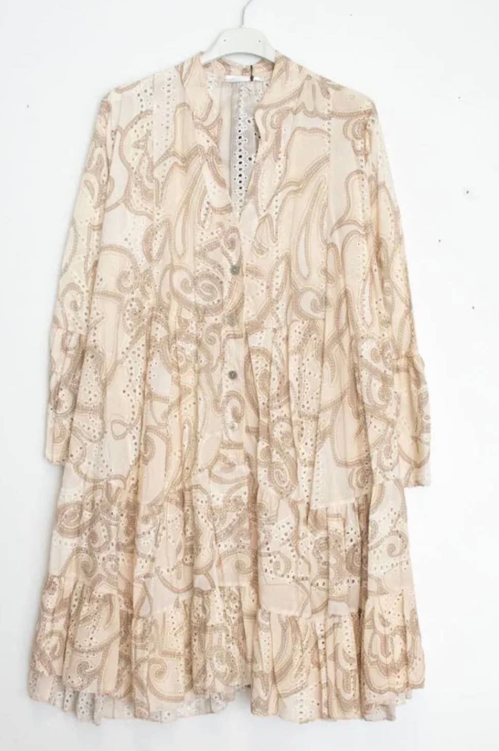 98EMB Cotton Beige White English Eyelet Dress Cover Up