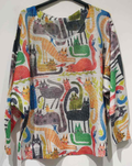 POMC Multi Cats Round  Knit Printed Sweater LOOWIE