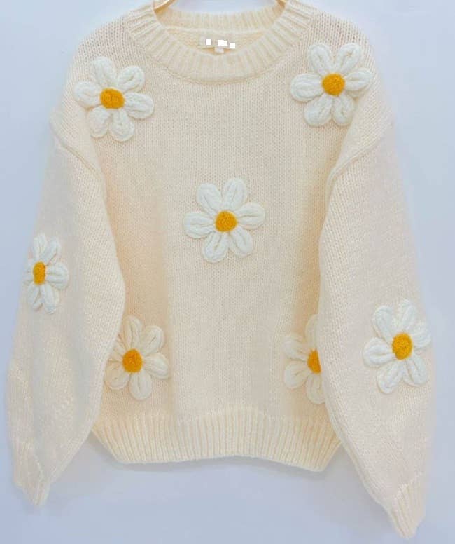 L89 Cozy Cream Daisy Knit Sweater Pack with 2 Sizes