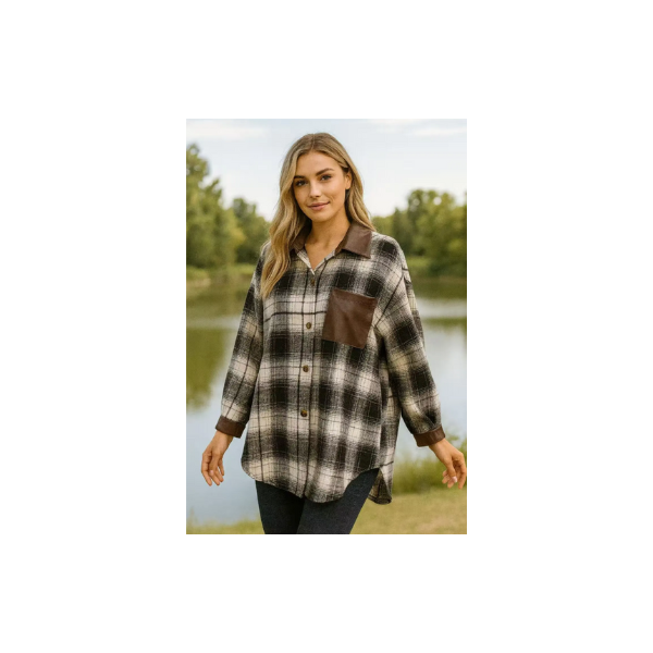 VIPLBL Italian Black Plaid Flannel Shirt w/ Chest Pocket