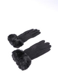 JA283 Black Ribbed Fur Gloves