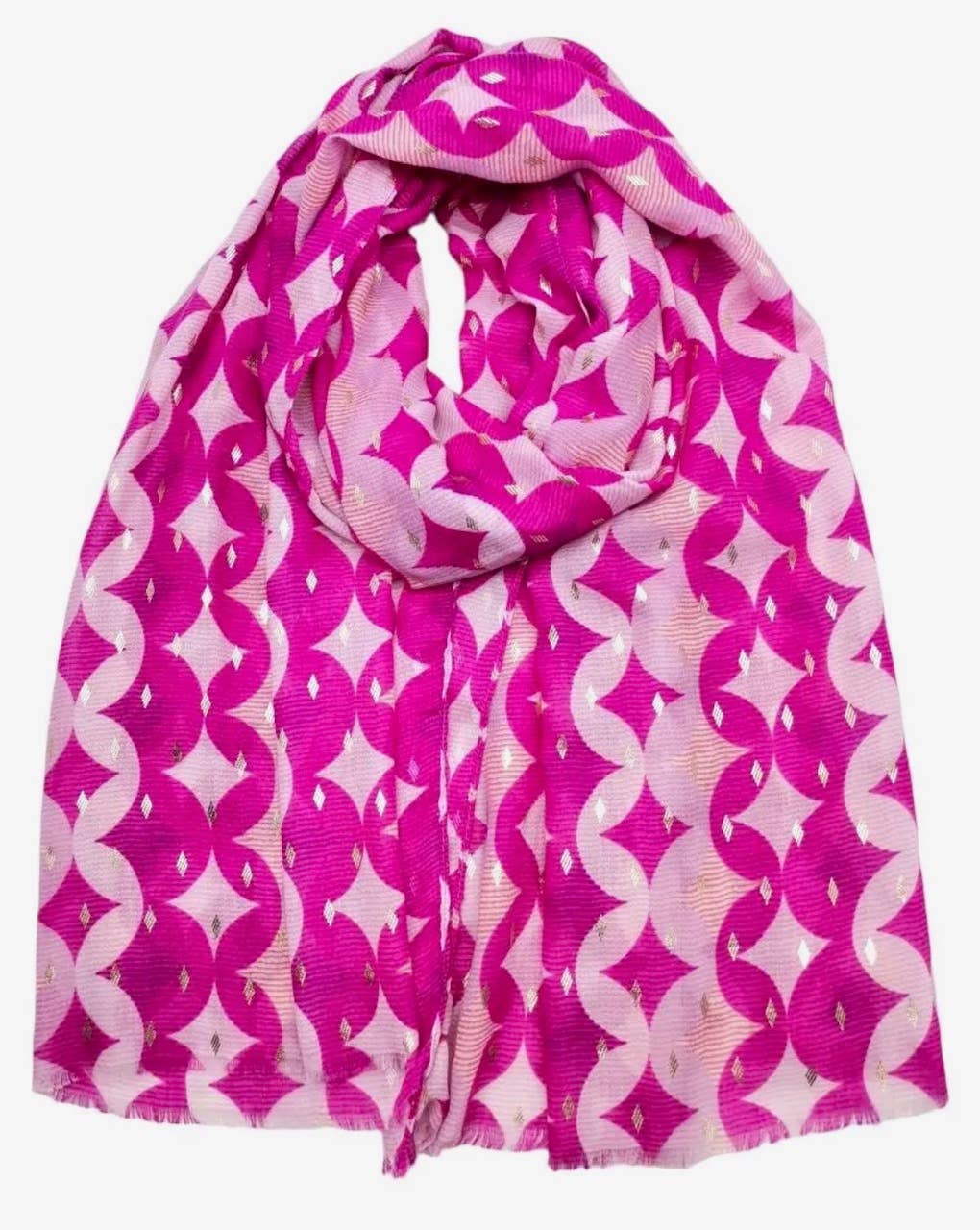 B917 Pink Soft Abstract Cotton Blend Spring Scarf LOOWIE
