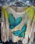 C1002 Blue Butterfly Printed Spring Long Sleeves Sweater