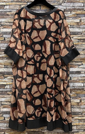 E724GI Giraffe Print Dress with Vegan Leather Trim One Size