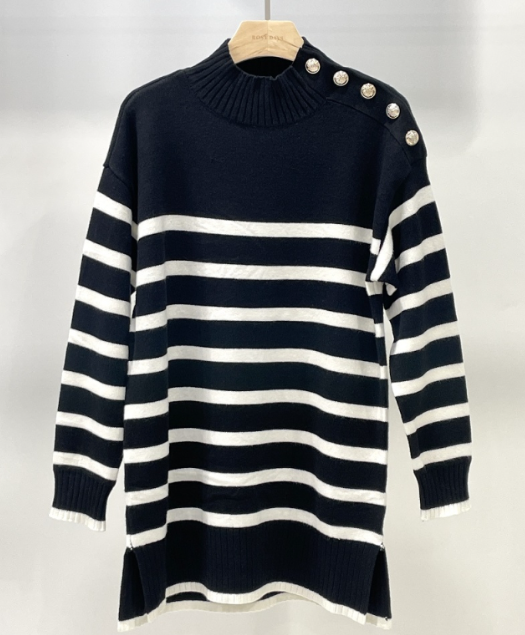 254 Black Knitted Sailor Sweater Sweater One Size LOOWIE