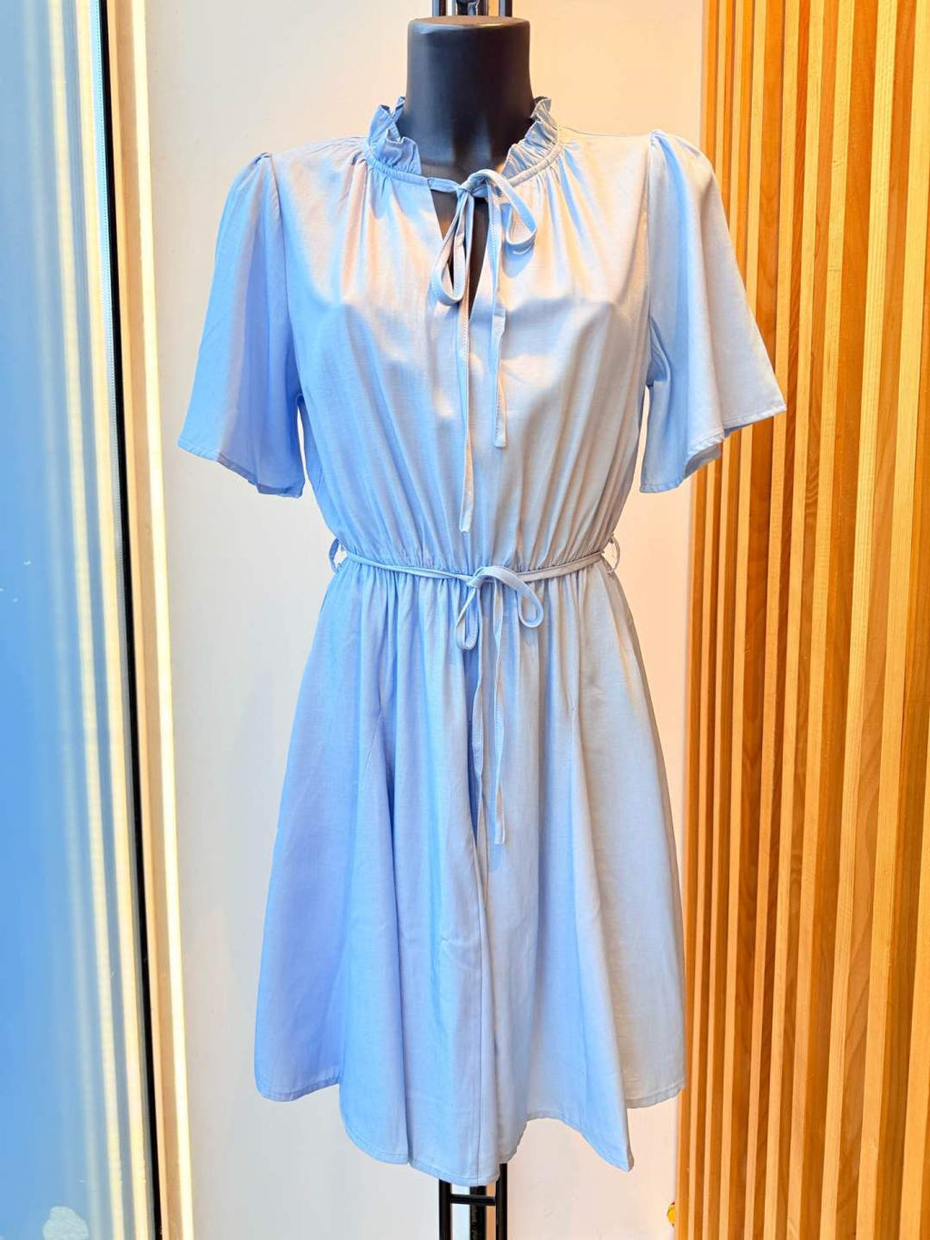 IVA257SK Denim-Effect Dress Sky Blue