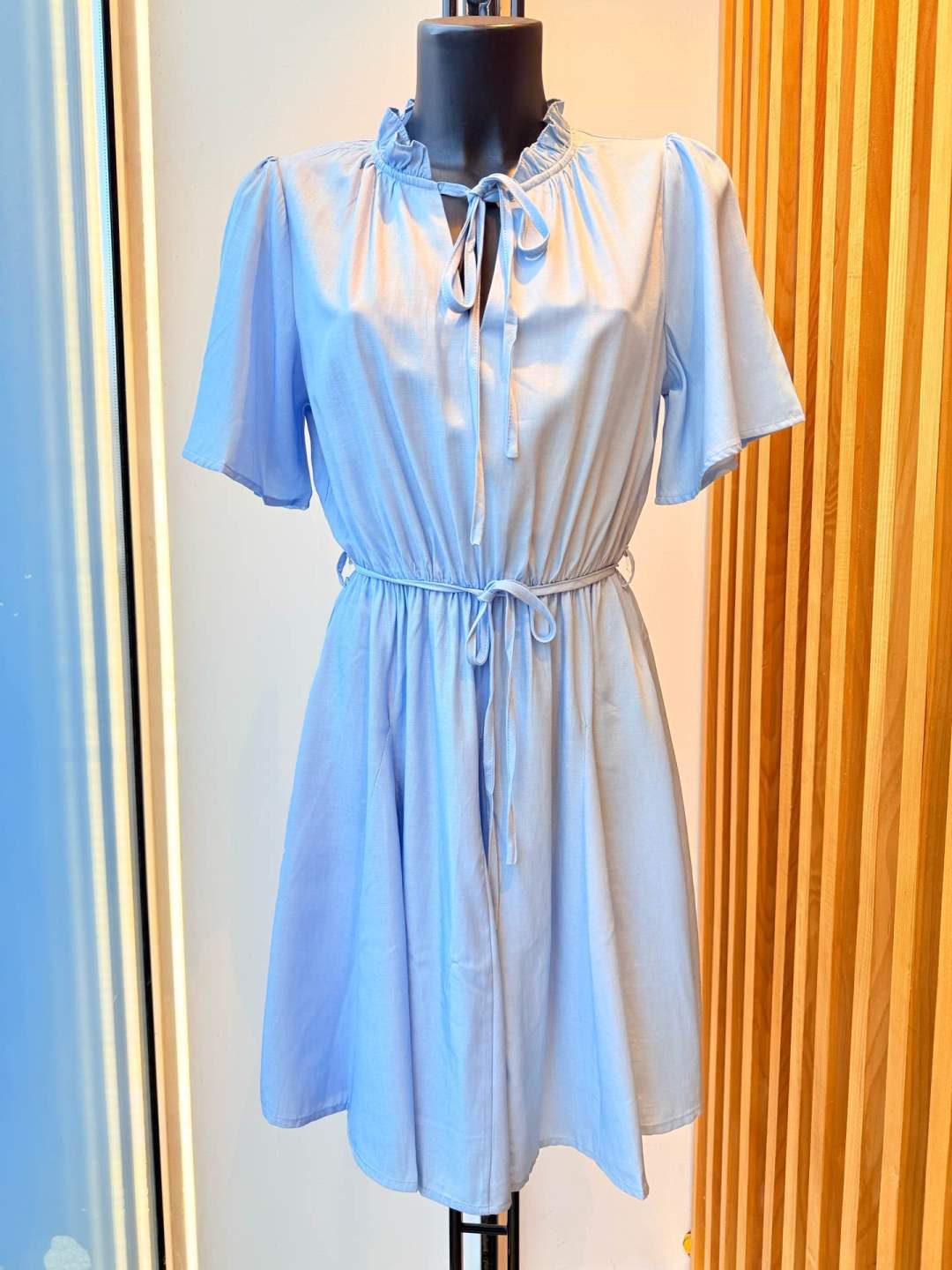 IVA257SK Denim-Effect Dress Sky Blue