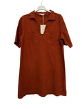 VC6826BRI Cotton Polo V-Neck Dress Brick
