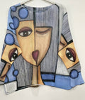 C5131 Gray "Picasso" Printed Spring Long Sleeves Sweater