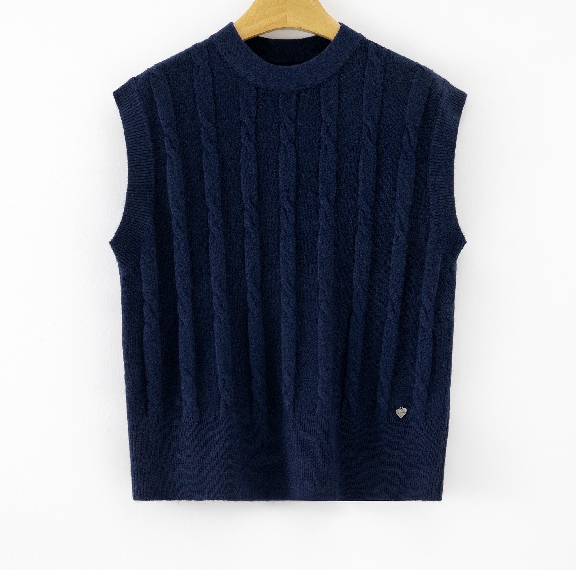LUCKV11 Navy Cable Knit Vest