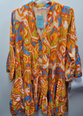 980211 Orange One Size Italian Abstract Short Printed Dress