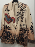 LBLA201 One Size Italian Beige Heart Printed Blazer