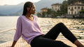 POSLP Italian One Size Lilac Shiny Lurex Knit V-Neck Sweater