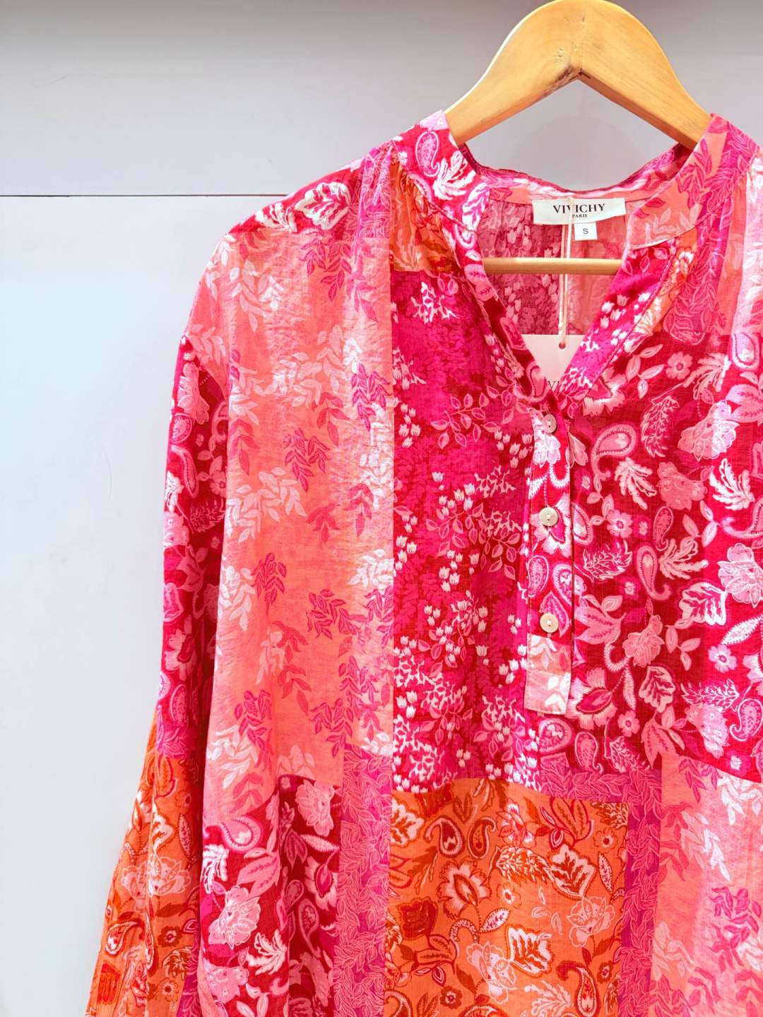 IVA288FU Patterned Blouse Fuchsia