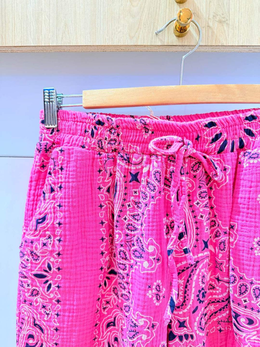 IV25262125FU Gauze Cotton Bandana Shorts Plus Size Fuchsia