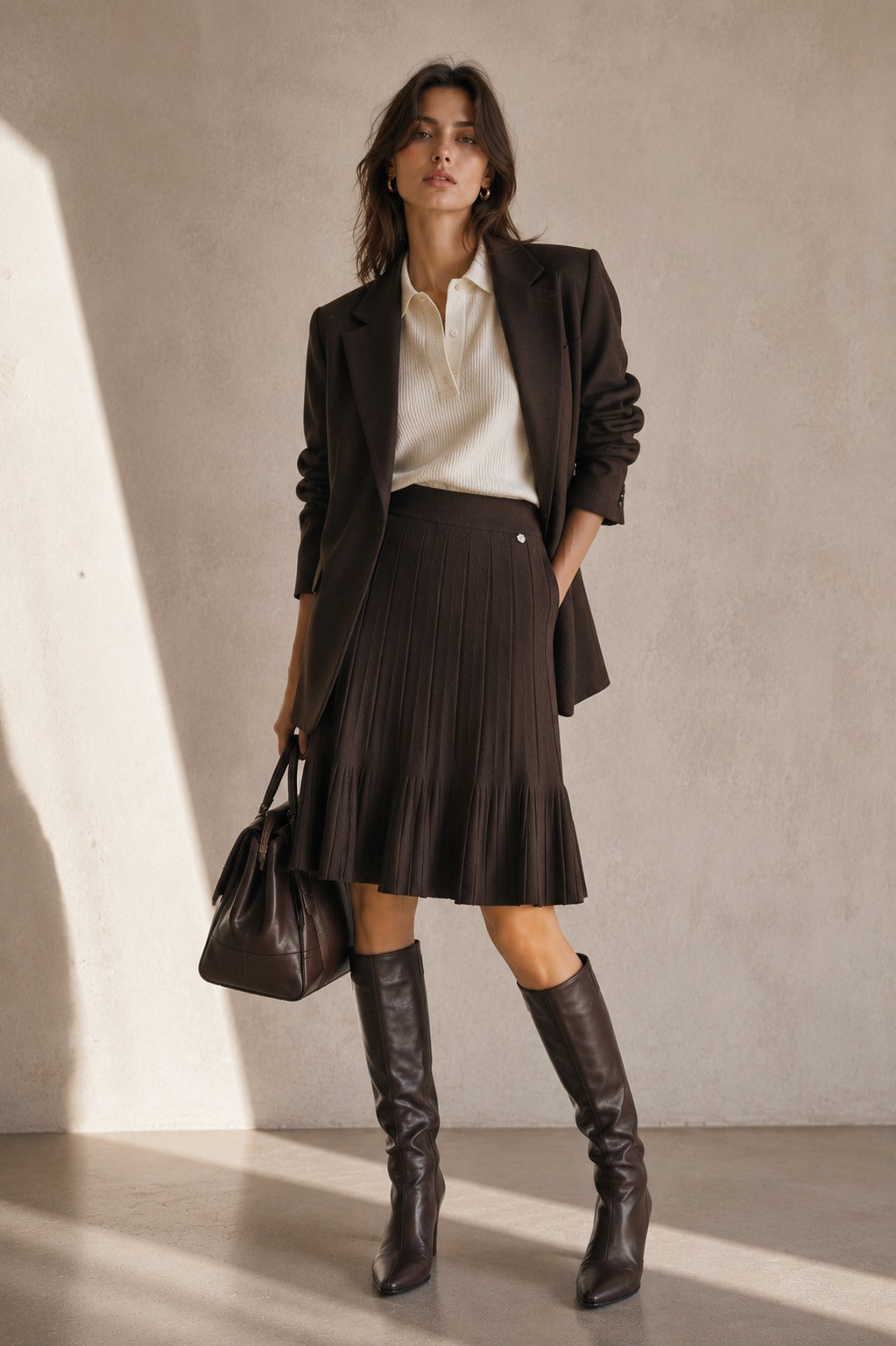 LULKS5 Dark Brown Tiered Ruffle Skirt