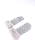 JA287 Medium Grey Ribbed Fur Gloves