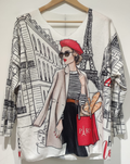 POBG Italian Cozy White Paris Sweater One Size LOOWIE