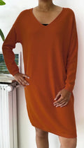 Z1020 Italian One Size Cozy Rust Sweater Dress LOOWIE
