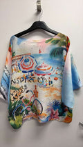 VIBEA Blue Beach Knit Printed Sweater 3/4 sleeves