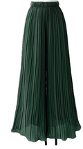 ELPLG Italian Green Pleated Wide Legs Pants LOOWIE