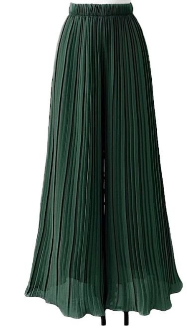 ELPLG Italian Green Pleated Wide Legs Pants LOOWIE