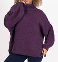 MA19502 Purple Turtleneck Cozy Warm Knitted Sweater Loowie