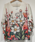 POFW Italian Cozy White Floral Sweater One Size LOOWIE