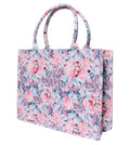 MM443 Pastel Floral Pink Blue Cotton Beach Bag LOOWIE