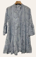 9802S Blue One Size Cotton English Embroidery Short Dress