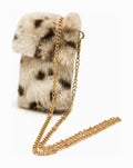 JA434 Beige Leopard Faux Fur Chain Phone Bag