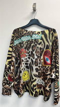 VISM Smiley Leopard Round Knit Printed Sweater LOOWIE
