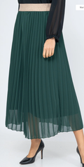 LUIEM Emerald Size Pleated Skirt w/Gold Elastic LOOWIE