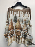 VIELFC Choco Elf Christmas Round Knit Printed Sweater