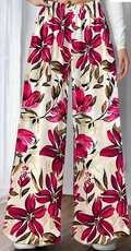 ELPBGF Italian Wide Legs Pink Floral Summer Pants LOOWIE