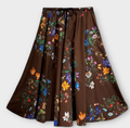 LFSN Italian Bright Choco Cotton Floral A-Line Skirt