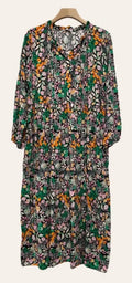 960 Green One Size Floral Printed Long Dress LOOWIE