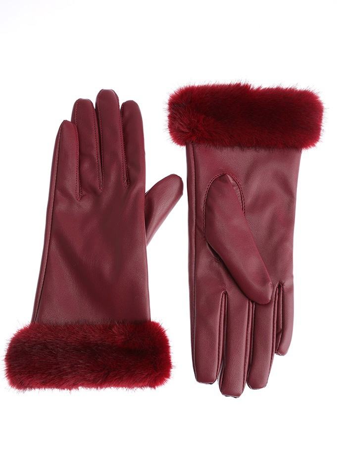 JA282 Red Faux Leather Gloves