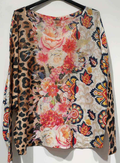 POLEO2 Leopard Floral Round Neck Knit Printed Sweater