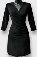ELSHBL Italian Black Elegant Shimmering Wrap Dress LOOWIE