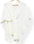 22246 Italian Knit White Cozy Warm Poncho with Loop LOOWIE