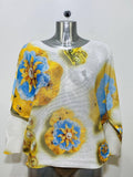 CJEW White Gold Jewels Round Knit Printed Sweater