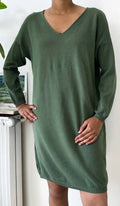 Z1016 Italian One Size Cozy Green Sweater Dress LOOWIE