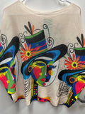 Z456 " Picasso Style"  Round Knit Printed Sweater LOOWIE