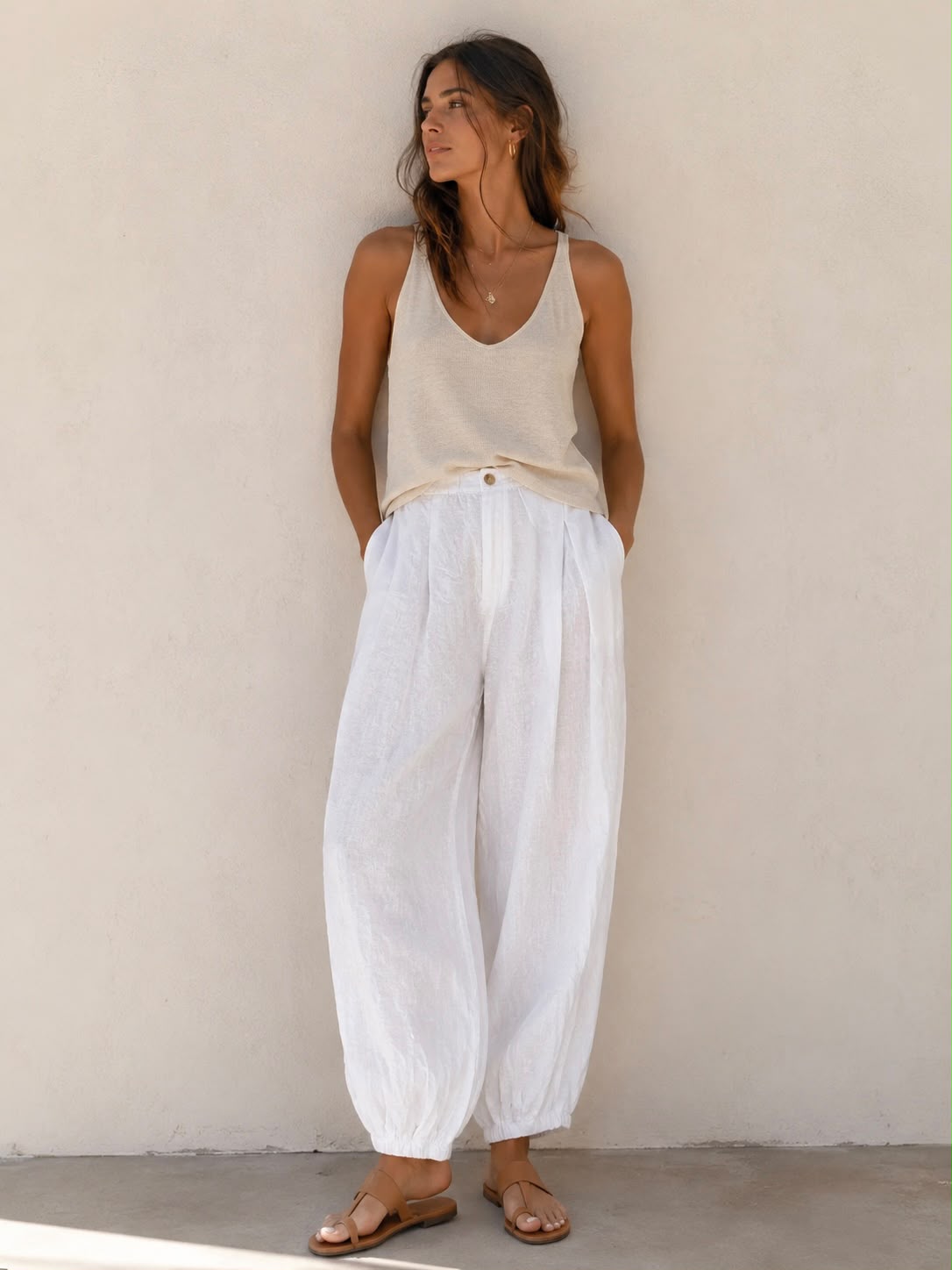 SWWH Linen Balloon Pants White