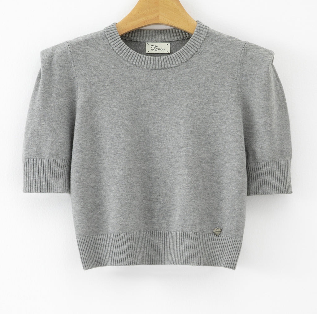 LUSSS3 Grey Structured Shoulder Sweater