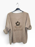 VM92 Beige Sequin Amour Sweater
