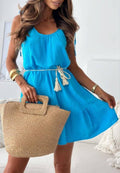 SW558 Blue Cotton Italian Spaghetti Short Dress LOOWIE